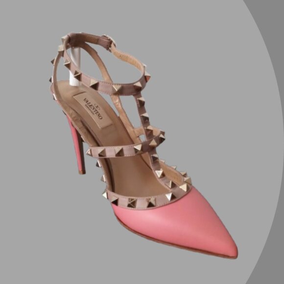 VALENTINO GARAVANI ROCKSTUD MATTE PINK NUDE W/BOX CAGE PUMPS EUR 38 US 7.5 - Picture 4 of 12